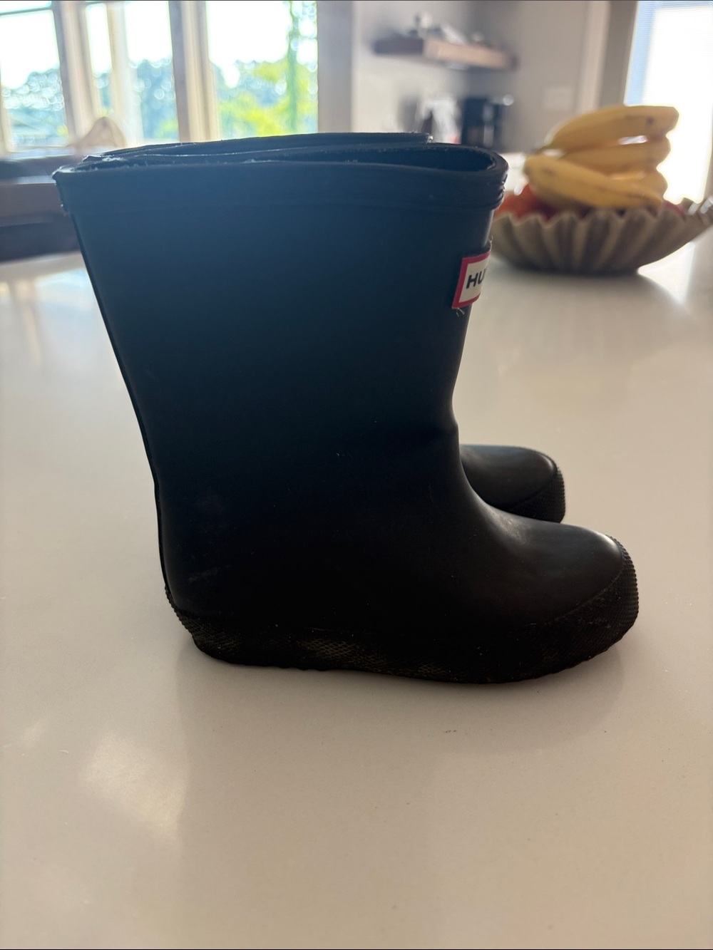 Hunter Kids Black Rain Boots with Logo - Picture 2 of 5